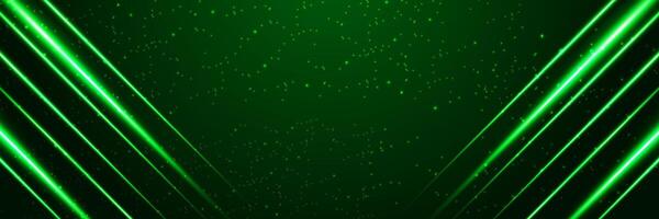 Abstract green technology background. Futuristic glowing green neon lights. Diagonal for banner, web, cover, presentation, social media post, advertising marketing. vector
