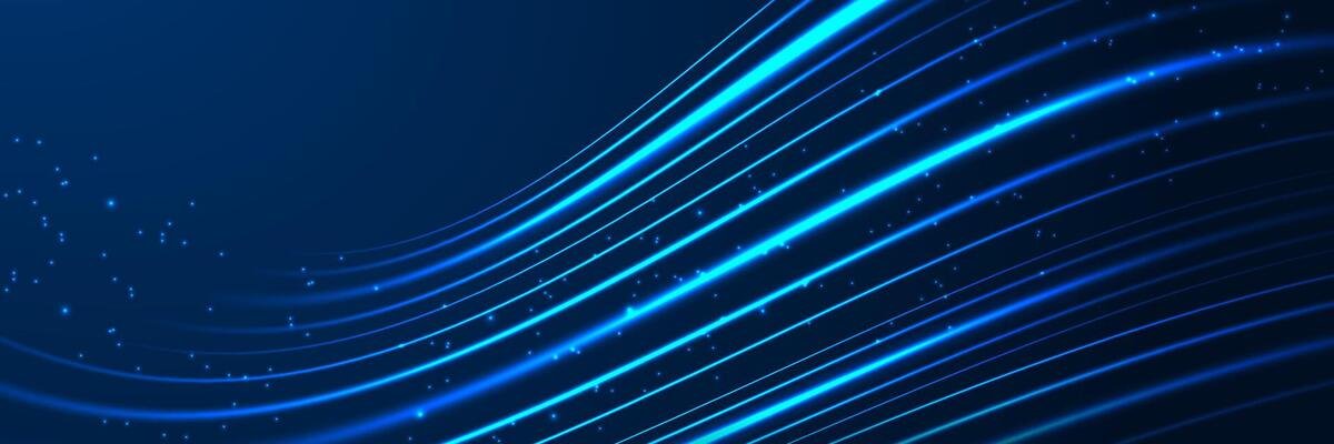 Dark blue futuristic abstract background with glowing wave lines for banner, website, cover, presentation