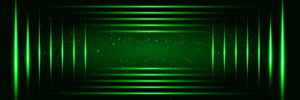 Green background, laser light effect, neon, futuristic, on black, stage, show, curtain, product display, banner, web, cover, presentation, design vector