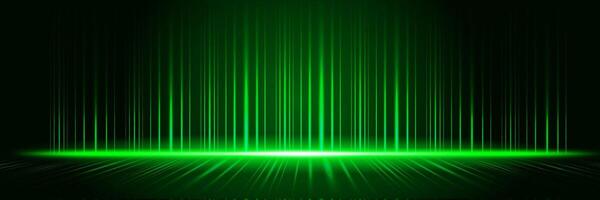 Studio green background, stage, show, curtain, performance, laser light effects, perspective, neon, futuristic, product, banner, website, cover, presentation, vector