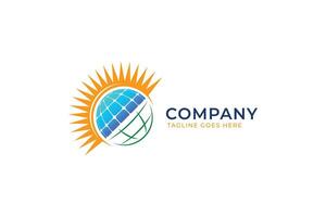 Solar Panel Energy Global Technology Power Supply Equipment with Sun and Earth Shape vector