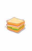 Sandwich bread filled with mozzarella cheese, ham, lettuce issolated on white vector