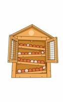 Aesthetic nature egg holder in the shape of a wooden house issolated on white vector