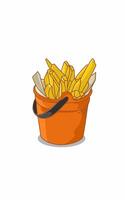 Unique Presentation French fries sticks in a mini orange bucket vector