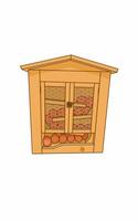 Unique egg holder in the shape of a wooden house issolated on white vector
