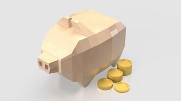 Piggy Bank and coins for earn or saving concept 3d Rendering. photo
