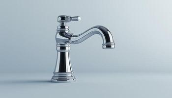 Iron faucet pipe for water flow and daily necessities at home solid background photo
