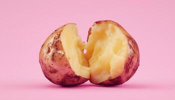 Fail over cook potato smooth baked vegetable healthy food isolated pink background photo