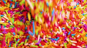Vibrant sprinkles cascading in a colorful display video