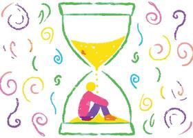 A hourglass icon with red sand symbolizes a timeless countdown vector