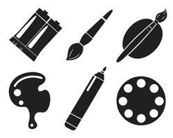 Black shilhouette design of drawing and color pallate vector