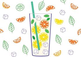 Seamless pattern of leaves and a glass illustration vector