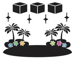 Tropical island paradise with palm trees and ice cubes vector