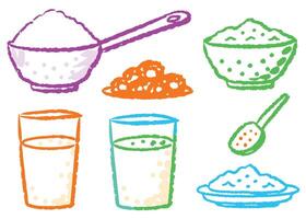 A vibrant icon set illustrating colorful candies, vegetables,glasses and various food vector