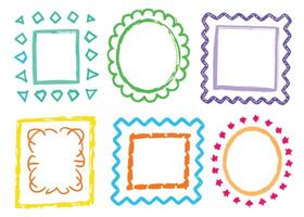 Vintage floral frame set for card design and scrapbook decoration for kids drawing vector
