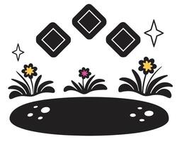 Vintage black and white floral design vector