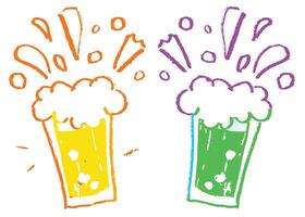 Crayon Art of two glasses full of juices vector