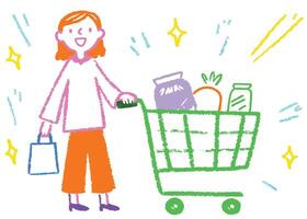 Cartoon illustration of a shop with customer vector