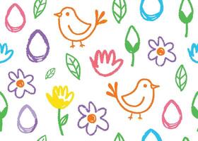 Colorful set of hand drawn flower,bird,leaf vector