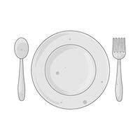 Plate with Spoon and Fork vector