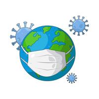 Earth Wearing Mask with Coronavirus vector