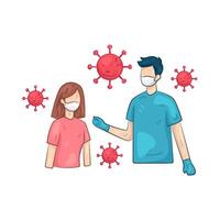 Doctor and Patient Wearing Masks vector