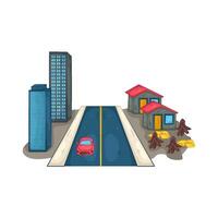 Cityscape with Buildings and Houses vector