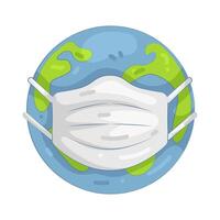 Earth Globe Wearing Medical Mask vector