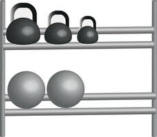A rack with two weights and two dumbbells vector