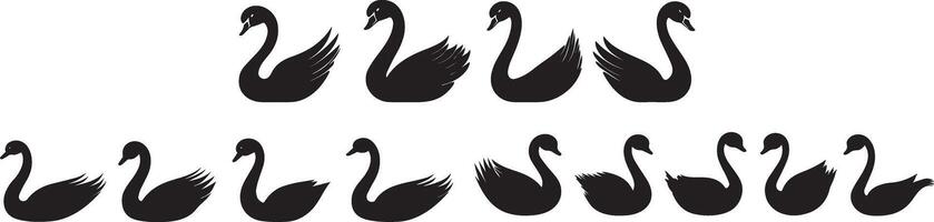 Elegant Black Swan Silhouettes A Collection of Bird Art Prints vector