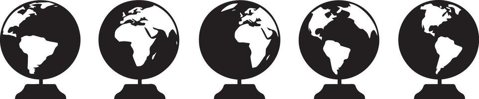 Five Globe Icons Versatile Earth Graphics for Websites and Designs vector