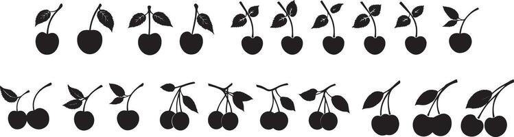 Collection of Cherry Silhouettes Perfect for Design Projects vector