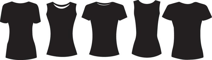 Womens TShirt Templates Designs Silhouettes vector