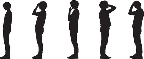 Male Silhouettes A Series of Poses Reflecting Thought and Emotion vector