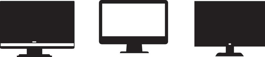 Computer Monitor Icons Black Screen White Screen and Filled Screen Display Graphics for Websites and Applications vector