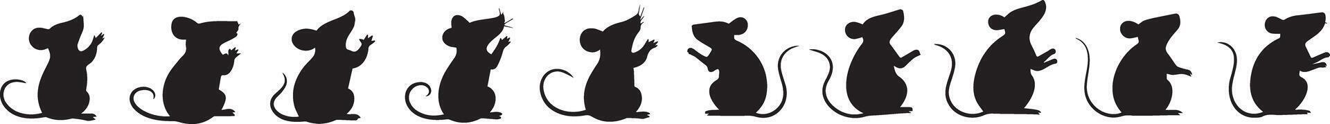 Silhouette Mice Ten Black Mouse Icons in a Row Perfect for Designs vector