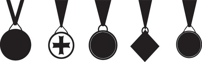 Award Medals Icons Set for Achievement Recognition and Victory vector