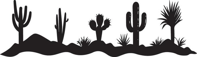 Desert Cactus Silhouette Southwestern Landscape Graphics vector