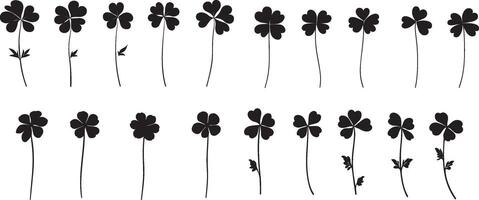 Collection of Black Clover Silhouettes Botanical Graphics vector