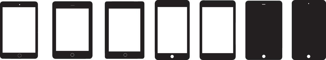 Collection of Mobile Phone and Tablet Icons Versatile Device Silhouettes for App Design and Web Development vector