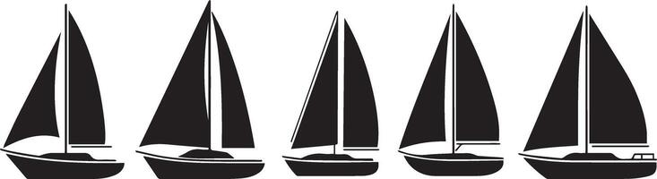Five Sailboat Silhouettes A Simple Graphic vector