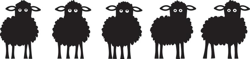 Five Black Sheep Silhouettes A Simple Elegant Design vector