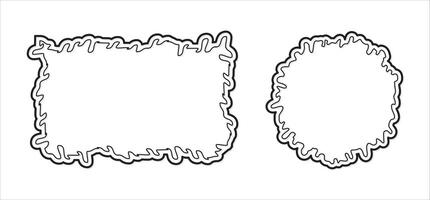 Distorted cute simple line art frames set, squiggle groovy shapes, wavy border for story editable stroke illustration vector