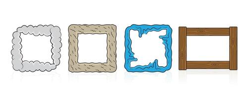 Set of cute colourful abstract frames liquid, puff, wood, stone, texture editable stroke illustration vector