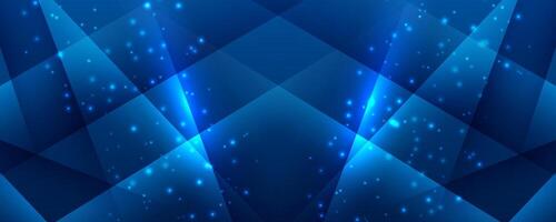 Blue geometric background with sparkling lights vector
