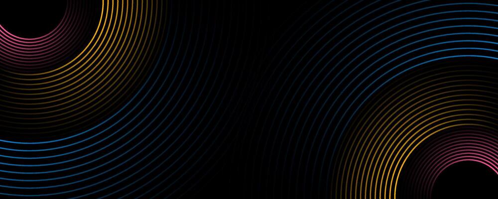 Colorful lines techno abstract background overlap layer on dark space with circles effect decoration. Modern graphic design element stripes style concept for web banner, flyer, card, or brochure cover