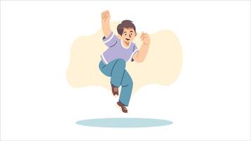 Happy boy jumping in excitement vector