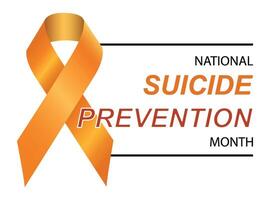 National Suicide Prevention Month. Raising awareness of Suicide Prevention. Orange Awareness Ribbon on White Background. Realistic ribbon. Template design for Banner, social media, background vector