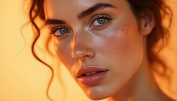 Radiant Skin Closeup Portrait of a Woman photo