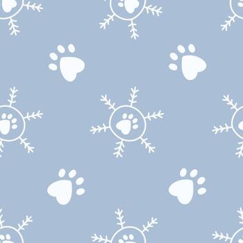 pata impresión y copo de nieve sin costura modelo vector